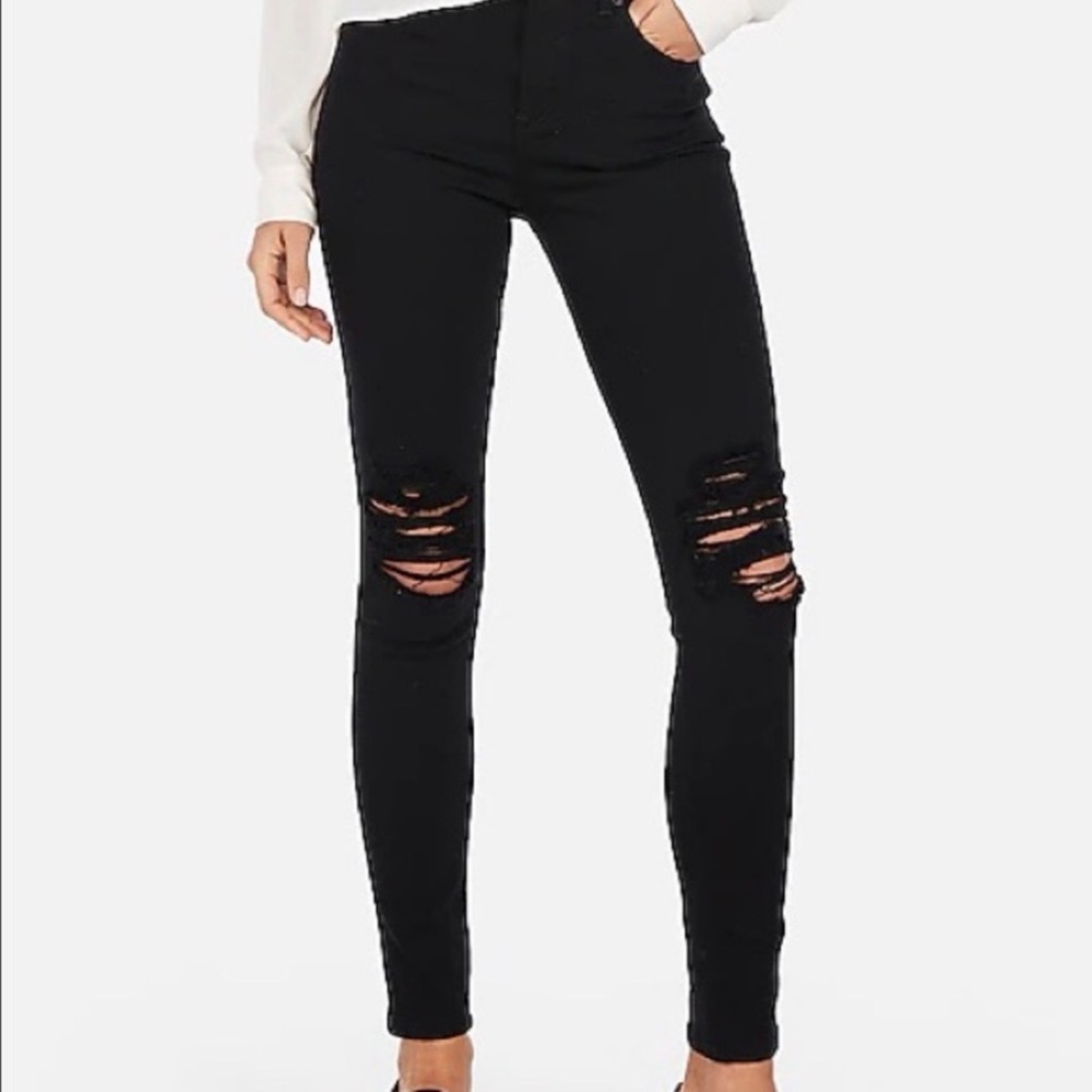 Express Midnight Black Cropped Jeans